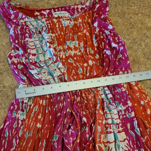 NORM THOMPSON Women's Size Small Boho Maxi Dress Multicolor Ruched Relaxed VTG - Picture 4 of 13